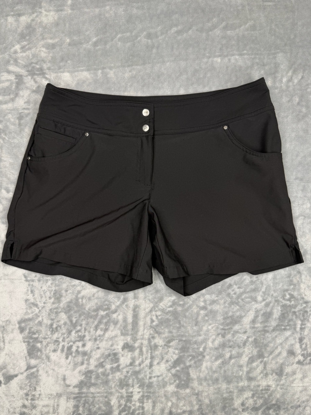 Slazenger GOLF Women's Black Athletic Shorts with Double-Button Waistband